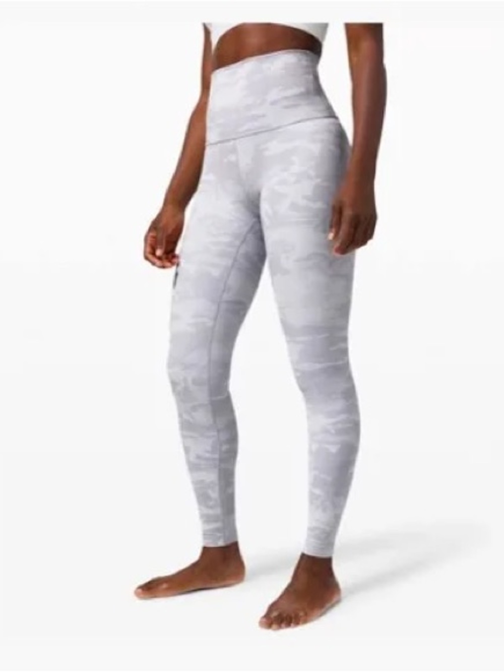 Lululemon Wunder Under High-Rise Full Length Tights Camo Alpine White Size 8 EUC